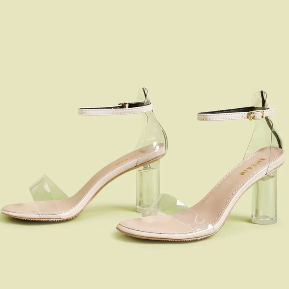 Clear Ankle Strap Block Chunky Heels